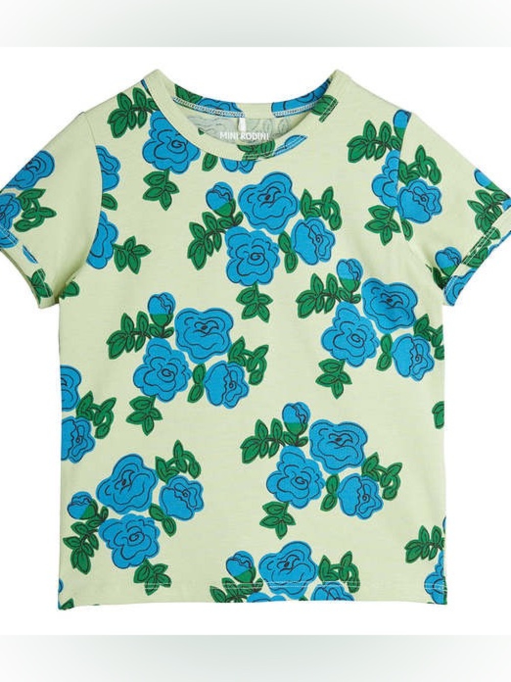 Mini Rodini Girls Blue Rose T Shirt 7-9 Years